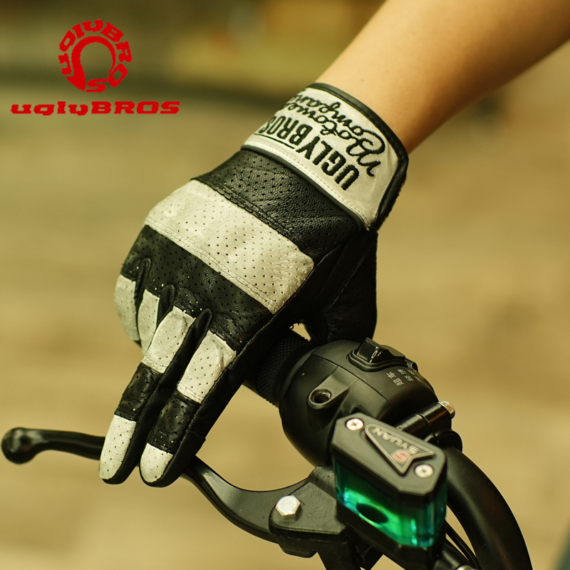 Uglybros Is Suitable for Harley Indian Breathable Touch-Screen Retro Anti-Fall Sheepskin Riding Gloves