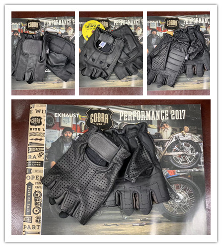 Spot Summer Thin men Halle Indian Vespa Locomotive Rider Black Retro Breathable Semi-Finger Gloves