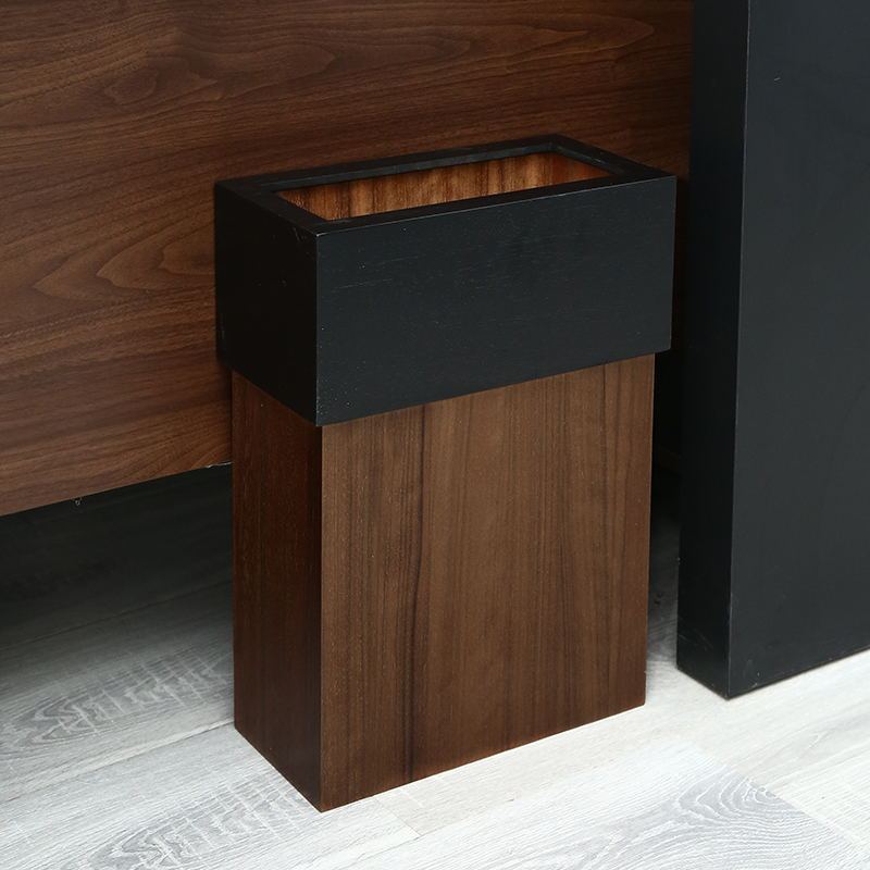 Nordic Style Narrow Gap Right-Angle Japanese Wooden Trash Can for Home Use in Living Room, Bedroom, Kitchen, Bathroom, Gap Storage Bin