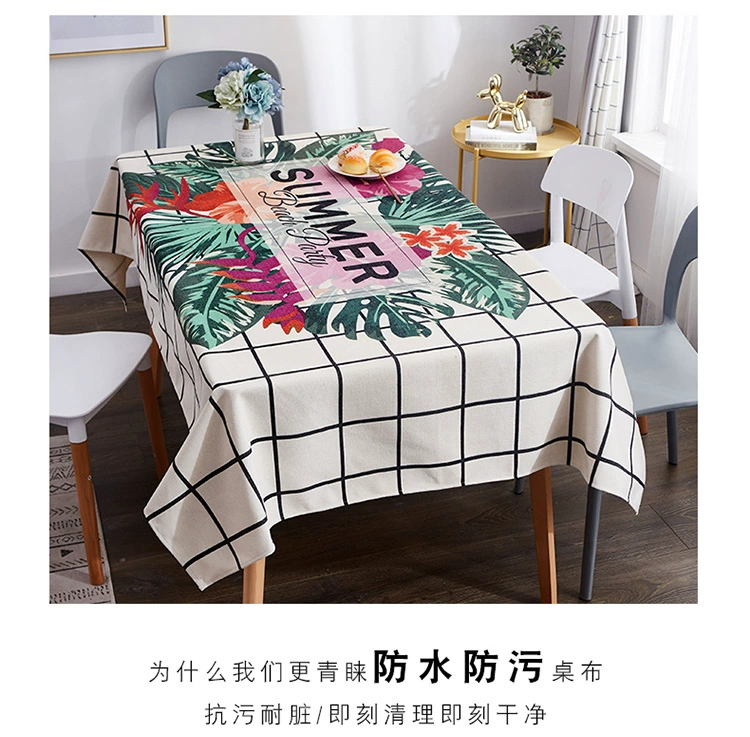 Khăn trải bàn vải bàn cà phê mat bông lanh nhỏ tươi không thấm nước chống co giãn bàn ghế dùng một lần che lưới khăn trải bàn màu đỏ - Khăn trải bàn