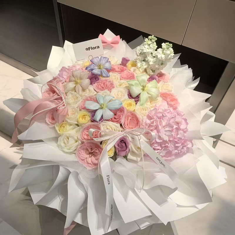 Eternal Flower Pink Dopamine Doll Bouquet for Best Friend, High-End Artificial Soap Flower, Women's Day Birthday Gift