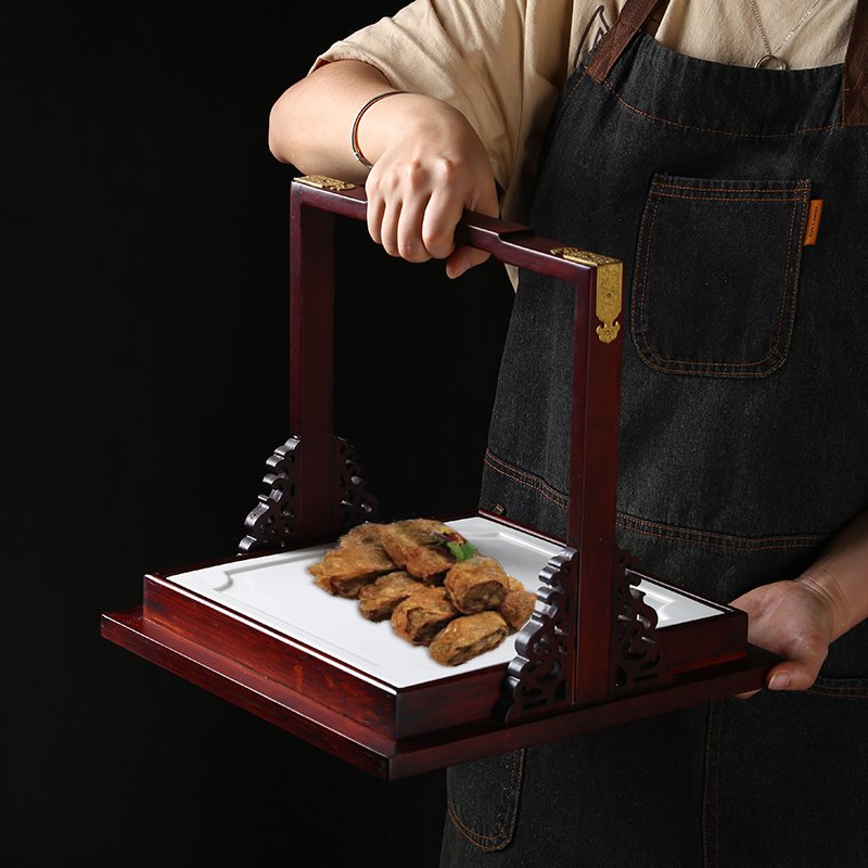 Chinese-Style Retro Bamboo and Wood Creative Square Basket Pure White Flat Plate for Snacks, Cold Dishes, Roast Duck, Private Cuisine, Specialty Dishes, Tableware Chinese-Style Retro Bamboo and Wood Creative Square Basket Pure White Flat Plate for Snacks, Cold Dishes, Roast Duck, Private Cuisine, Specialty Dishes, Tableware