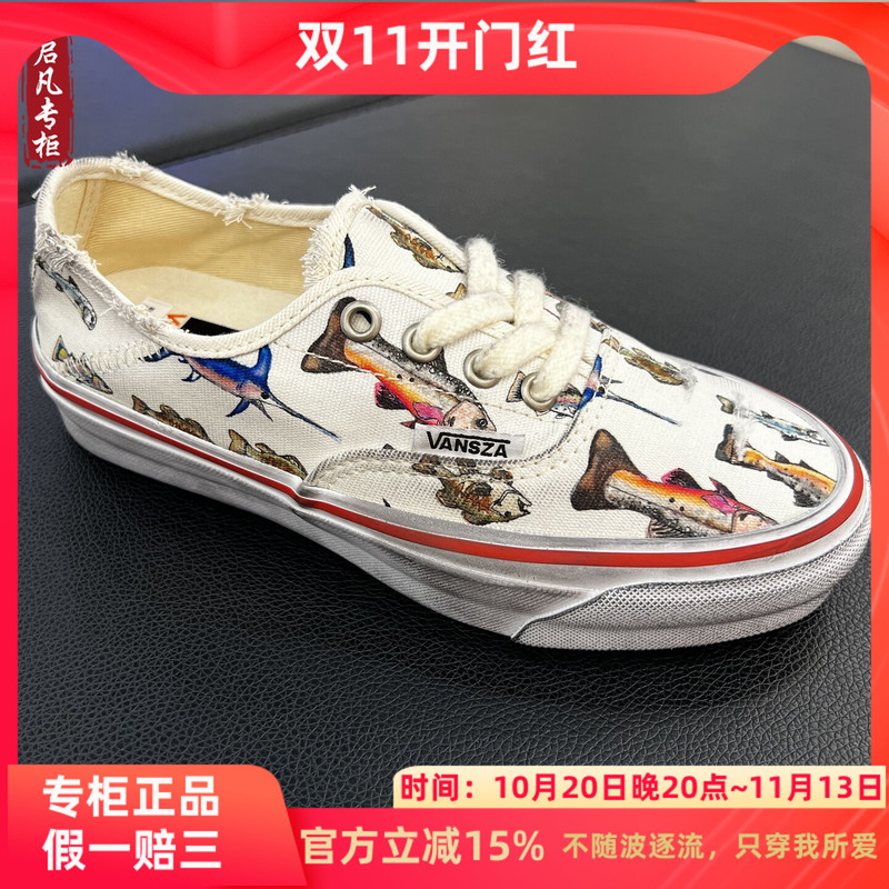 Vans X Sza Collaboration Authentic Fish Print Low-Top Unisex Sneakers Casual Shoes Vn00115Awht