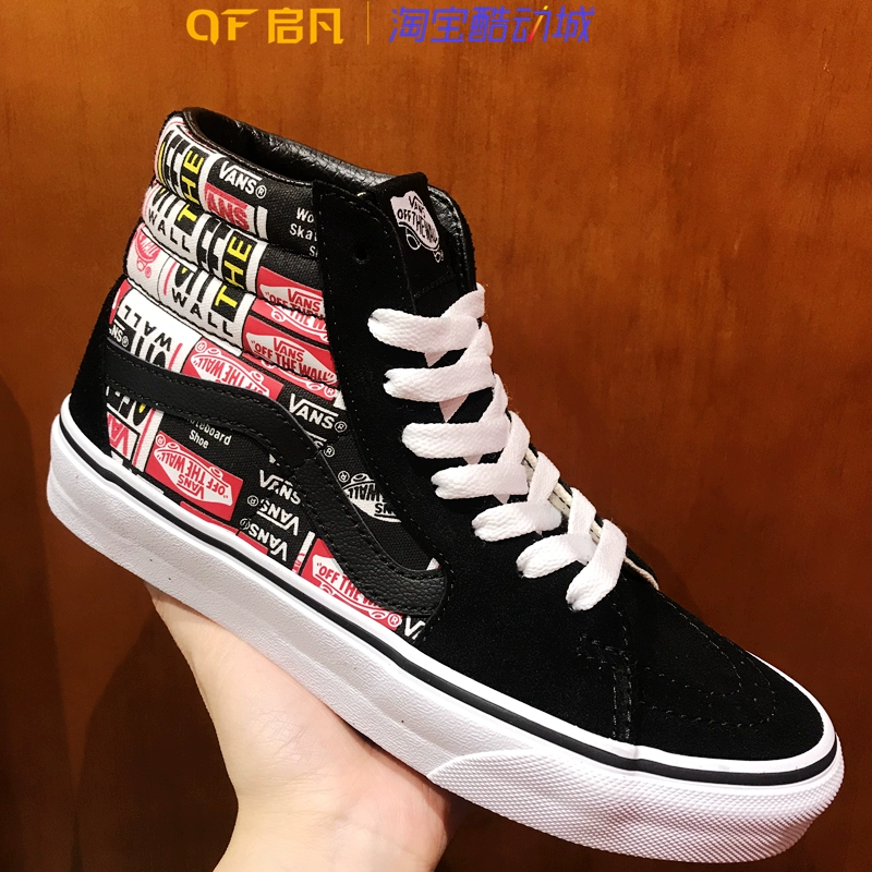 [启 凡] Giày nam Vans mới Giày nữ SK8-HI cao để giúp giày in giày thông thường VN0A4BV6V9A - Dép / giày thường