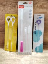 Slender straw brush pacifier brush sponge bottle brush baby baby cleaning brush with brush head cleaner cup brush
