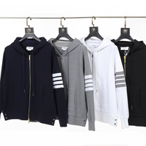 TB BROWIN new TB waffle zipper hooded cardigan hoodie yarn-dyed four-stripe jacket