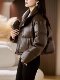 High-end down jacket women's short PU leather jacket 2025 winter new style loose casual top no wash