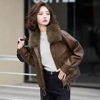 Meilade Women's Coat 2025 Winter New Fashion Trendy Stylish Fur-Lined Thickened Leather Jacket