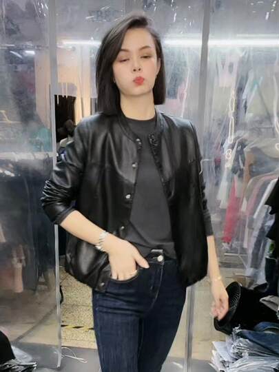 2025 Spring and Autumn Popular High-end Leather Women's Jacket Short Korean Style Slim Motorcycle Wear Yao Family Same Style Pu Leather Jacket