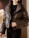 High-end down jacket women's short PU leather jacket 2025 winter new style loose casual top no wash