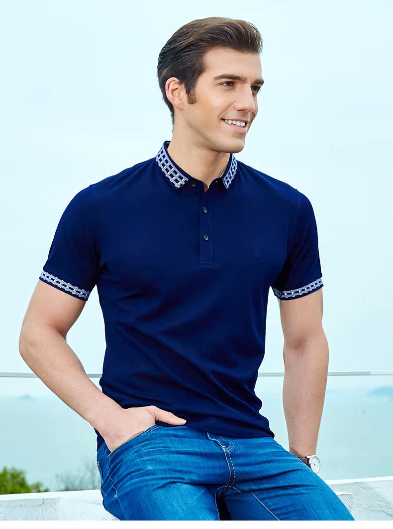 Áo thun nam ngắn tay tài năng Mùa hè nam mới kinh doanh nam áo thun giản dị áo thun cotton mềm mại áo polo sói
