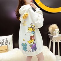 Medium-long clothing and womens loose Korean version 2021 Spring and autumn new cartoon blouses female design sensation small crowdjacket tide