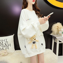 Small Bear Weater womens spring 2022 new Korean version loose with lazy wind and velvety round collar blouses with a little crowdsourced design