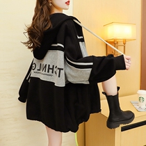 Sweatshirt woman plus velvet thickened spring 2022 new loose South Korean cardiovert fashion 100 hitch hat blouse womens jacket