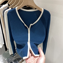 Long sleeves knit cardigan 2021 Autumn loaded with new design sensation slim fit with slim T-shirt v collar jacket female