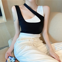 Sport vest harness female outside wearing a thin smear with irregular false two pieces with chest cushion for a sleeveless bottom blouse