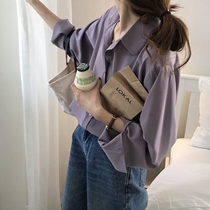 Long Sleeve Shirt Woman Spring Autumn 2021 New Loose Foreign Air Sweet Potato Purple Lining Woman Fashion Temperament 100 Hitch Blouse