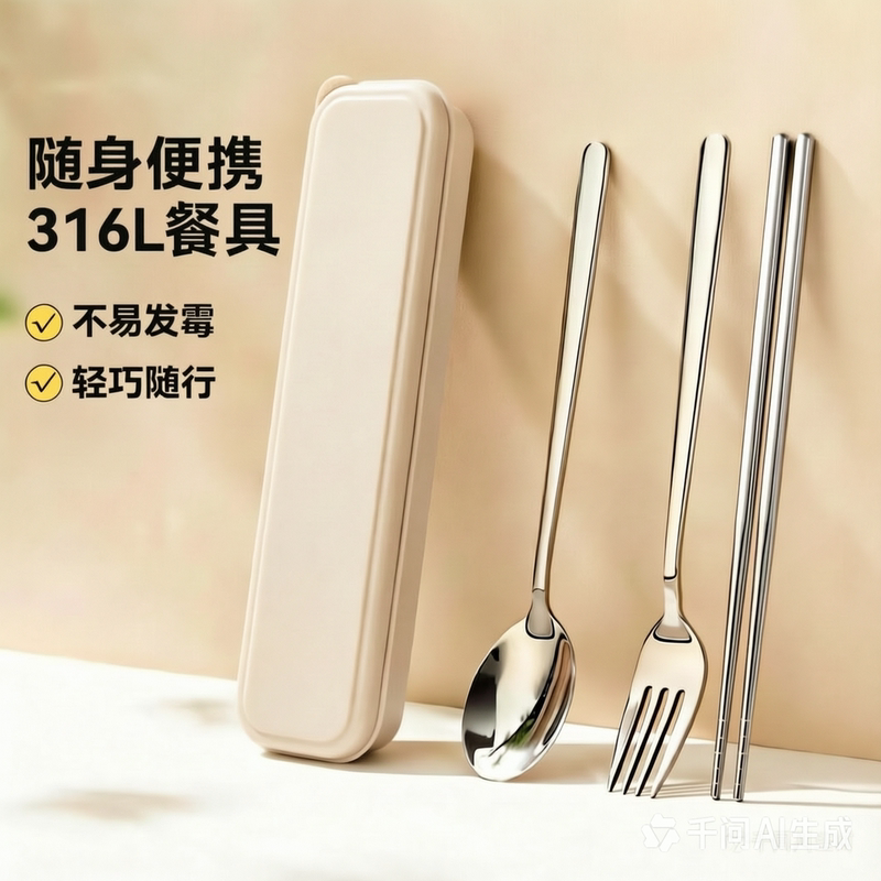 304 Stainless Steel Korean-Style Spoon and Fork, 316 Chopsticks, Portable Cutlery Set with Storage Box 304 Stainless Steel Korean-Style Spoon and Fork, 316 Chopsticks, Portable Cutlery Set with Storage Box
