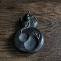 Handmade natural bluestone (Fulu) gourd and inkstone stationery folk customs nostalgic crafts practical collection