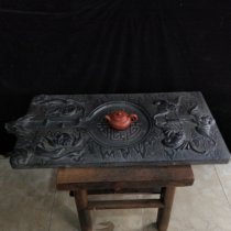 Natural bluestone carving Five Blessings longevity tea table folk nostalgic crafts Yaju teahouse living room practical collection