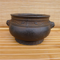 Cast Iron Incense Stove Antique Ancient Play Home For Buddha Supplies Old Iron Instrumental Lions Head Waist Flowers Iron Incense Stove Town House Small Hem