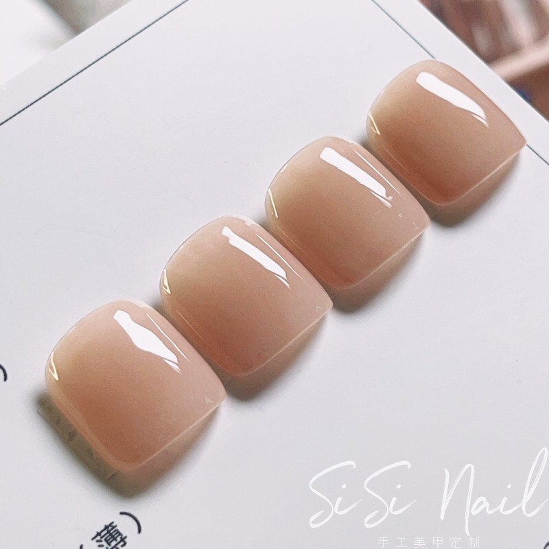 Handmade Fake Toenails Wearable Nails 2026 New Toenail Pieces Thumb Nail Manicure Patches Nude Color 4 Pieces