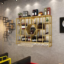 Bar wine rack wall-mounted restaurant wine glass rack upside down creative bar shelf Wrought iron wine display rack hanging