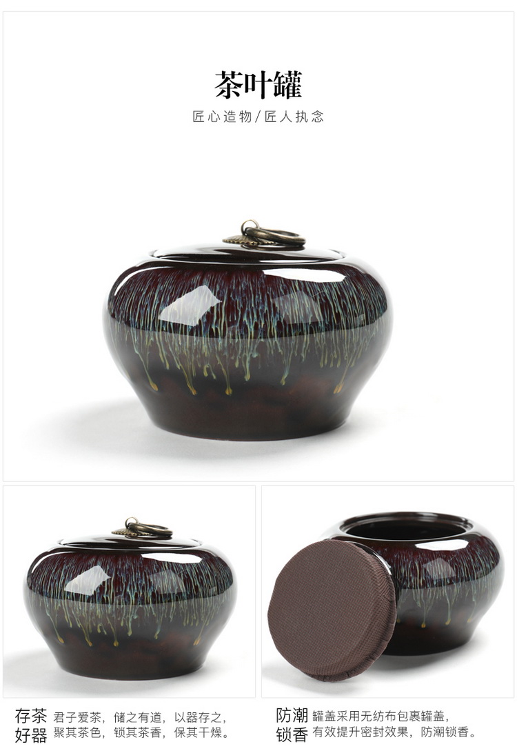 Built one variable masterpieces kung fu tea set ceramic household temmoku glaze and half automatic lazy stone mill make tea