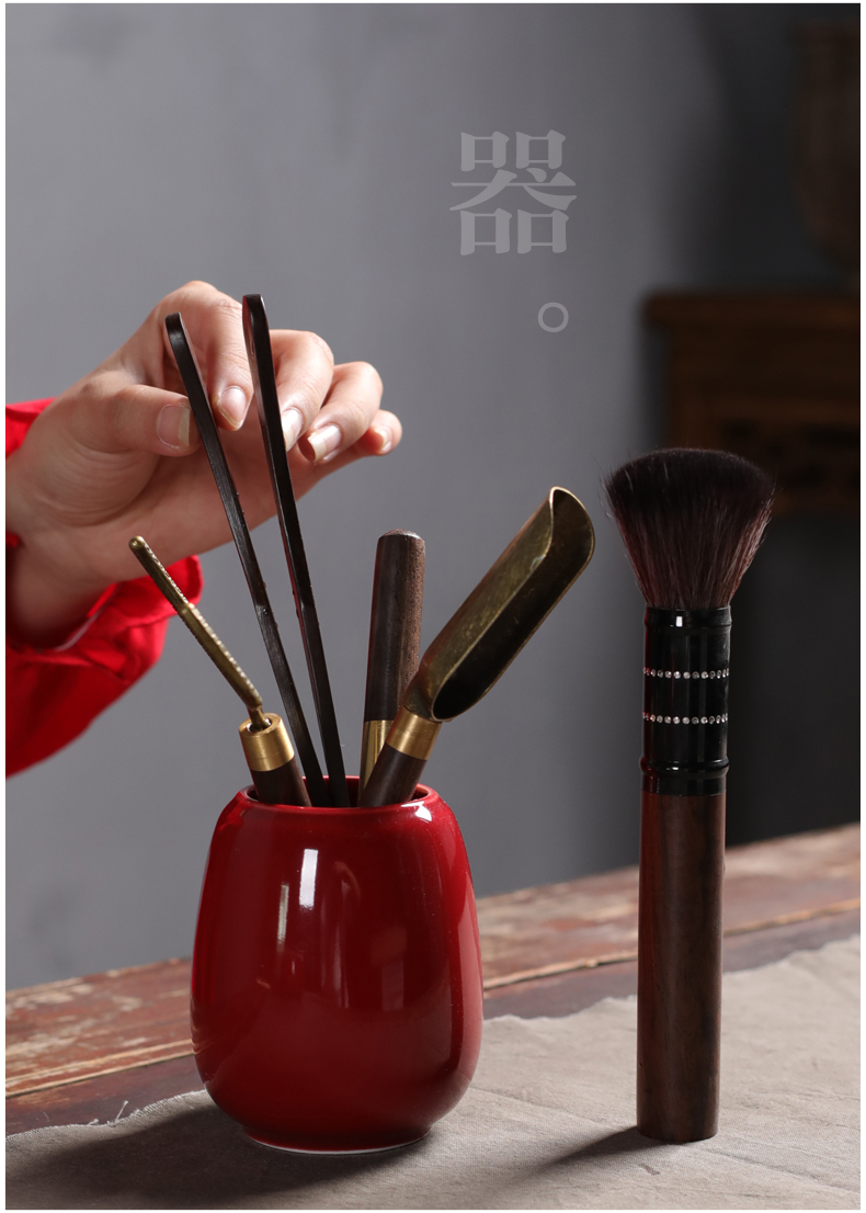 Poly real (sheng ji tea way 6 gentleman combination suit household teaspoon ChaGa caddy fixings ceramic kung fu tea set with parts