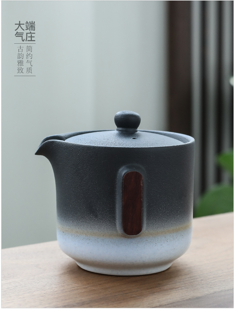 Poly real (sheng coarse pottery work travel crack cup is suing ceramic tea cup 5 cups of tea set a pot of on - board, tea sets