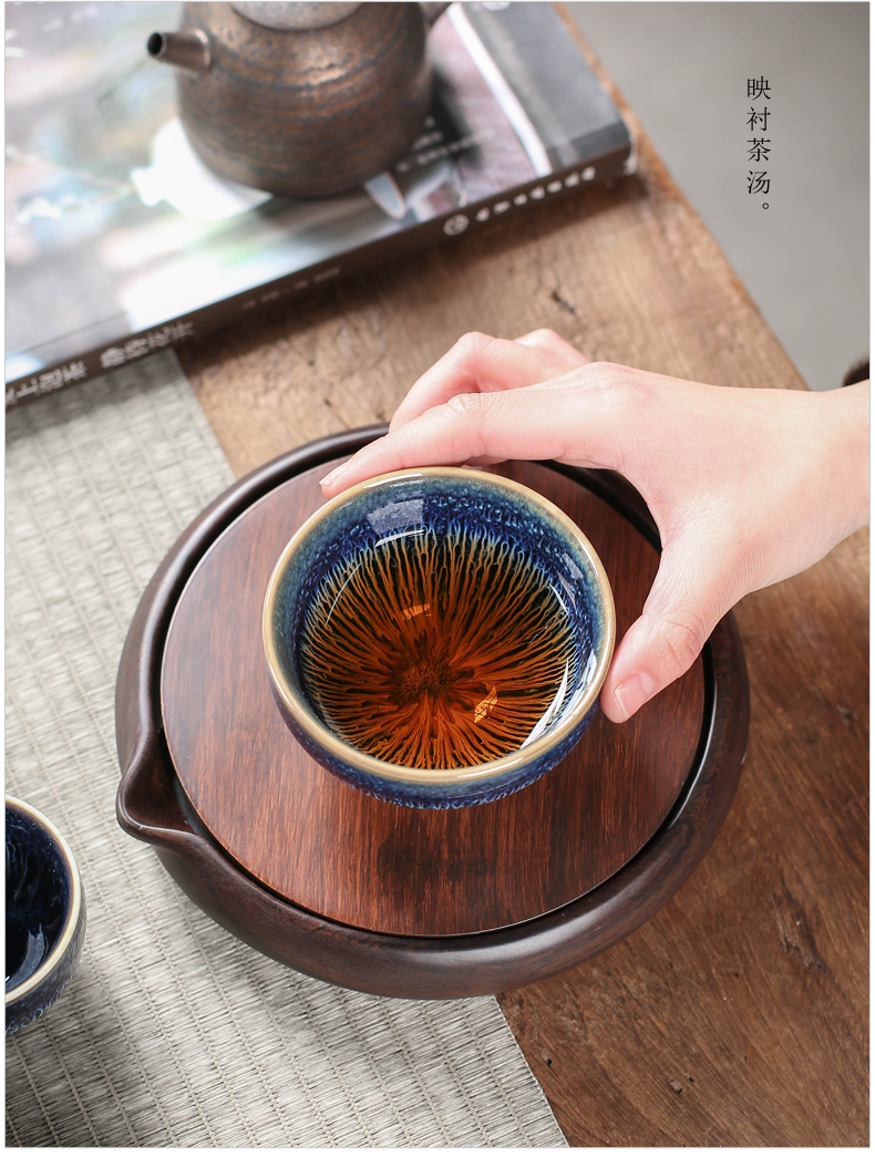 Poly real (sheng blue light variable individual household sample tea cup cup red glaze individual cup small bowl kung fu masters cup