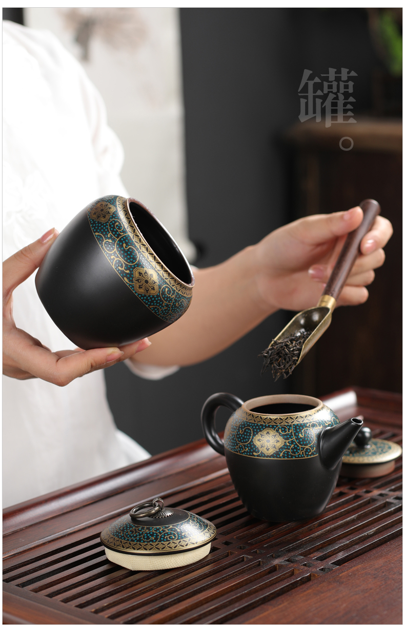 Ancient ceramic tea six gentleman 's suit kung fu tea set with parts of zero with tea art furnishing articles ChaGa wipes brush