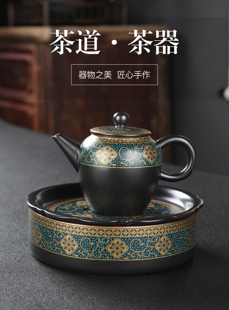 Ceramic dry plate tea pot bearing bearing pad antique teapot single pot with lid with a complete set of kung fu tea tea tray