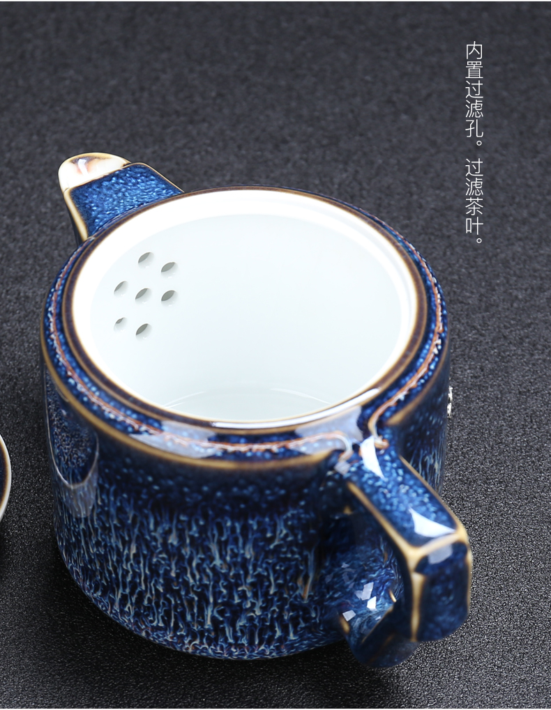 Jingdezhen up red glaze, the teapot obsidian change wire drawing the teapot kung fu star glaze tea set large tea kettle