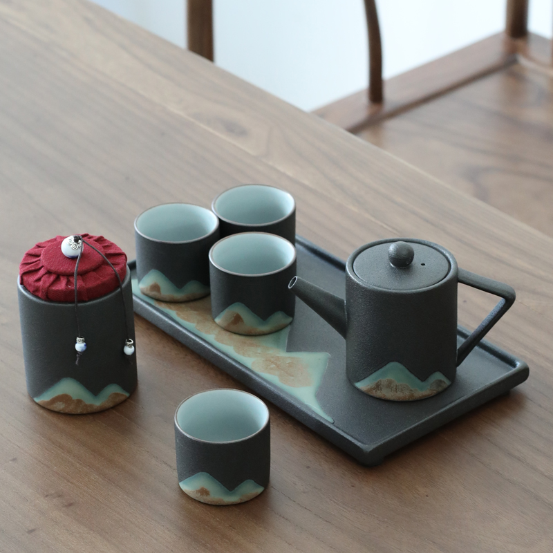 Poly real (sheng | Japanese kung fu tea set household zen ceramic teapot household contracted tea gift box girder pot