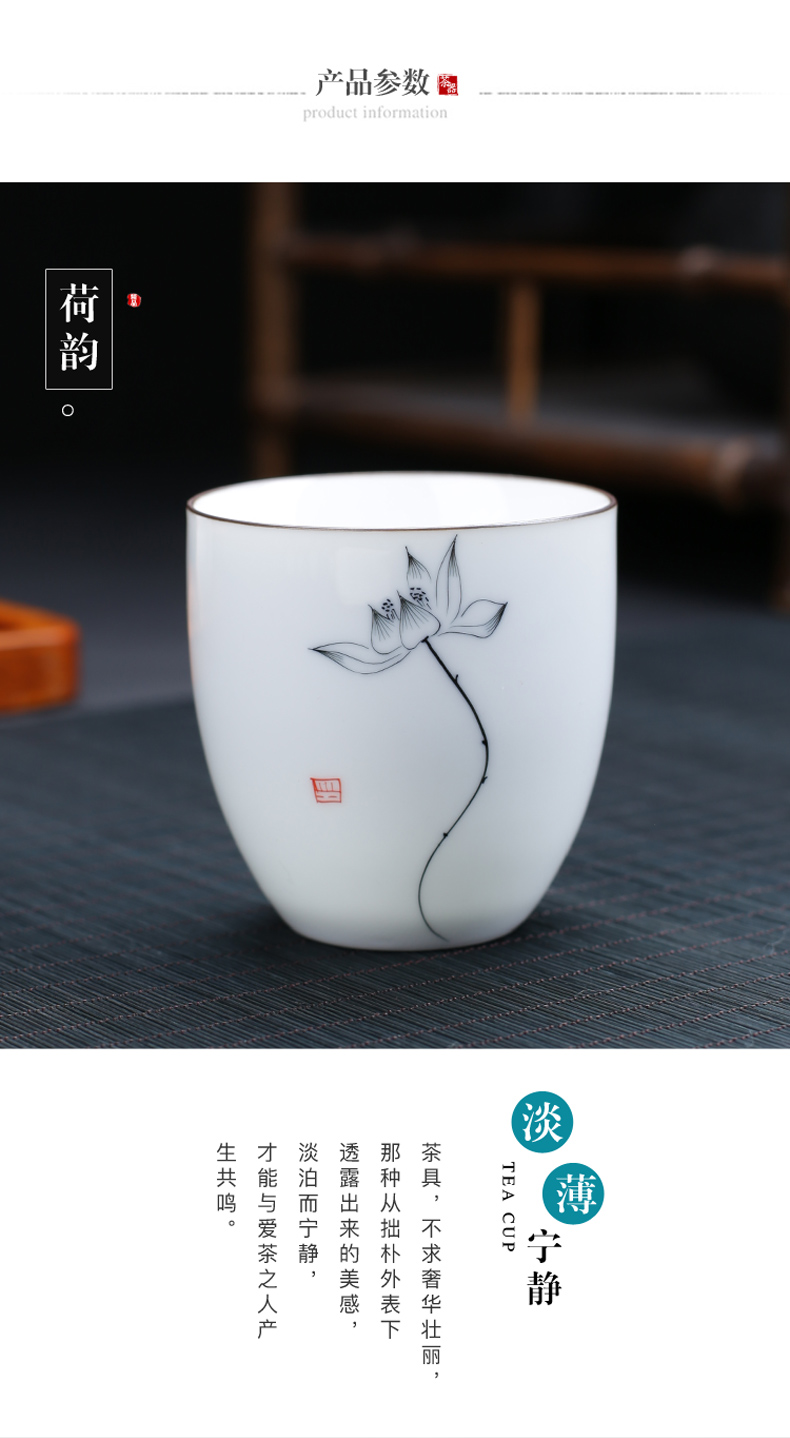 Poly real (sheng hand - made teacup single cup sample tea cup large them thin body master cup creative puer tea cups of ceramic tea set