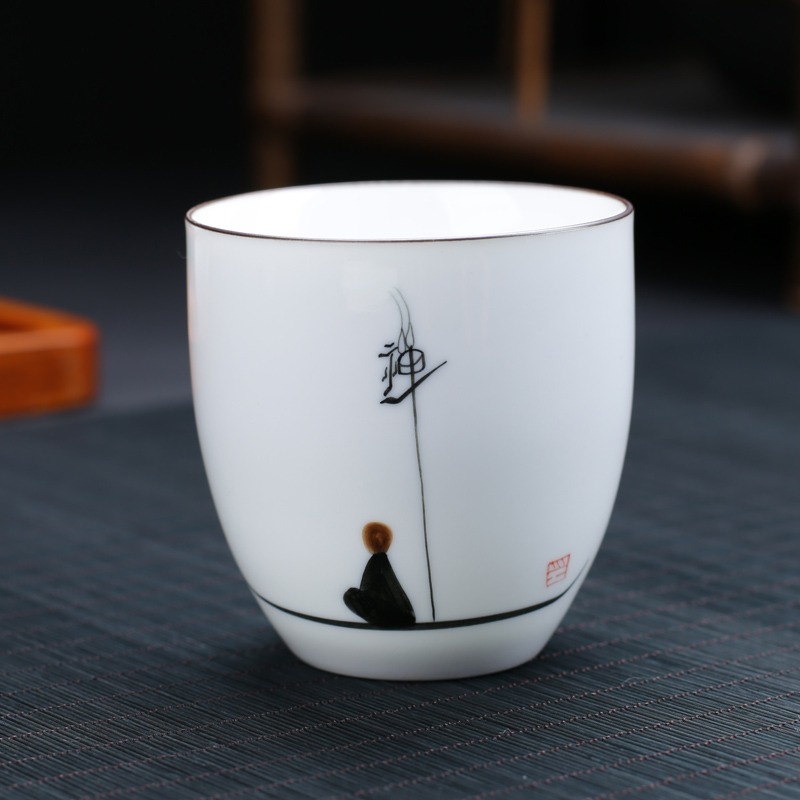 Poly real (sheng hand - made teacup single cup sample tea cup large them thin body master cup creative puer tea cups of ceramic tea set