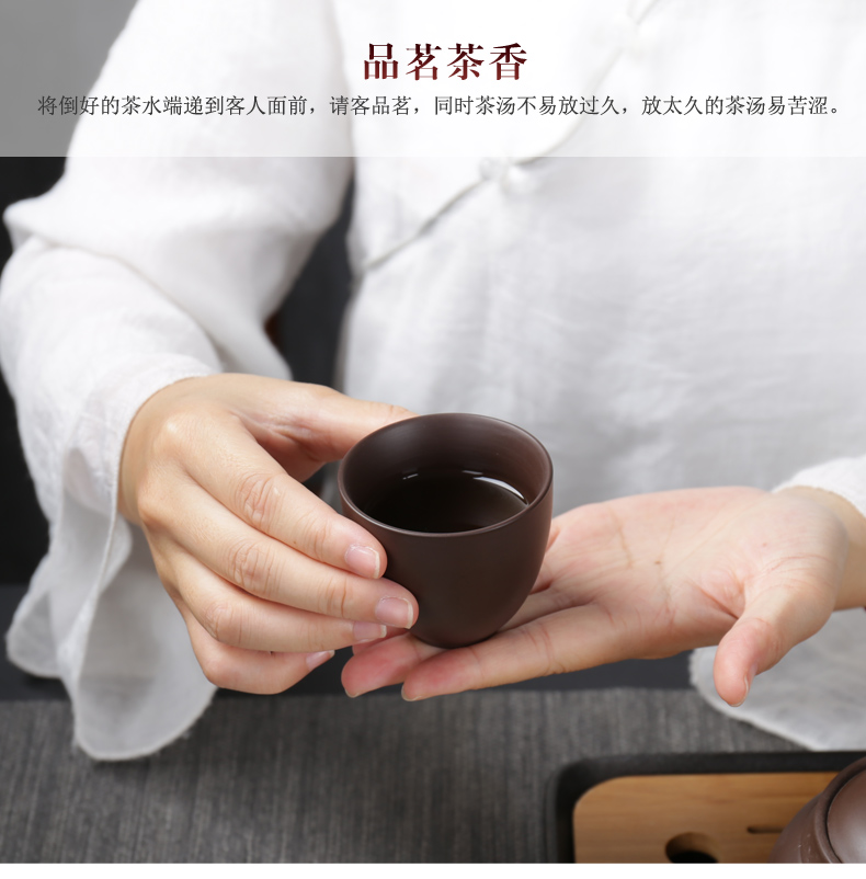 Poly real (sheng large capacity travel purple sand tea set suit portable package household contracted Japanese tea tray is suing a pot of four cups