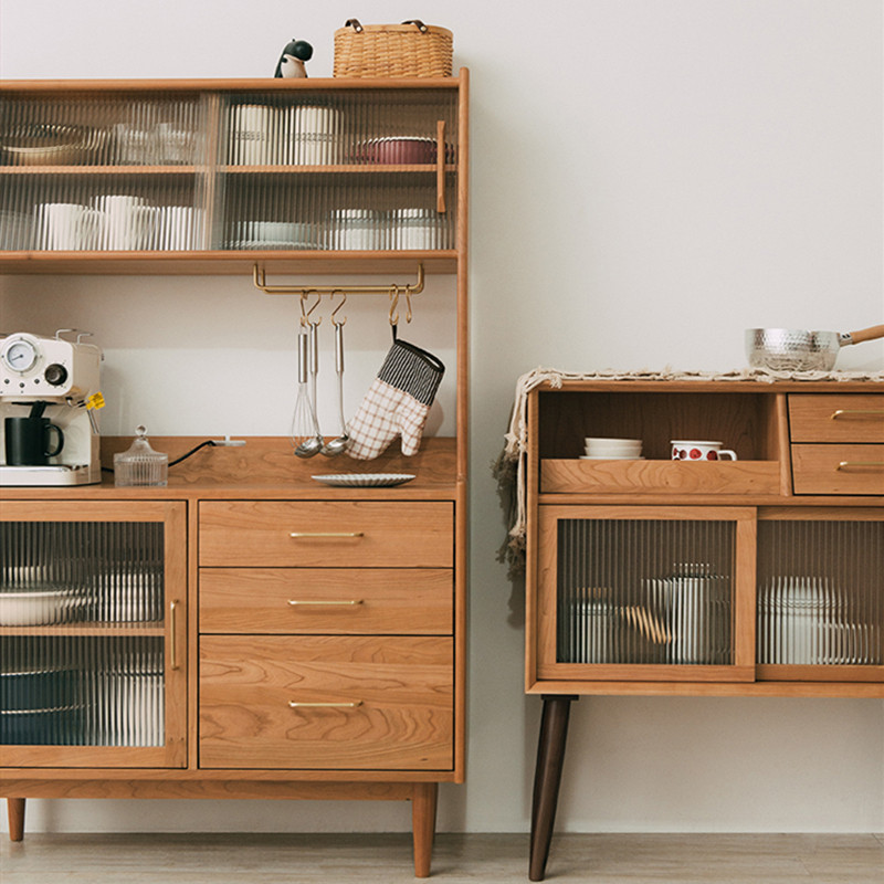 Nordic dining cabinet cupboard modern minimalist tea cabinet solid wood storage cabinet storage living room home wine cabinet storage cabinet