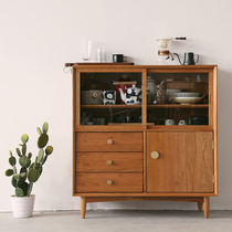 Nordic Solid Wood Dining Side Cabinet Bucket Cabinet Minima Restaurant Home Bowls Chopsticks Cabinet Side Cabinets Lockers Log Tea Water Cabinet