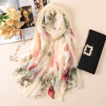  2021 new silk scarf womens summer long all-match Korean version of the mothers middle-aged scarf spring and autumn thin cotton and linen scarf