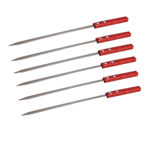 Barbeque skewers stainless steel commercial flat skewers barbecue skewers wooden handle iron drill household large thickened steel skewers grilling needle