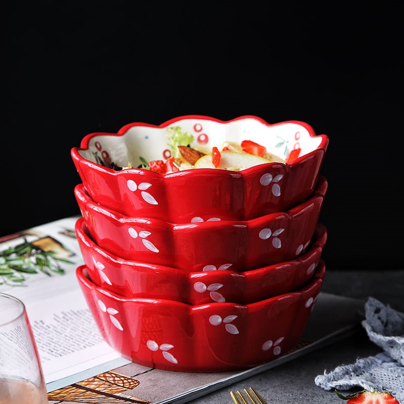 The Japanese kitchen ceramic tableware cherry fruit salad bowl bowl ins lovely creative web celebrity rainbow such as always nice move
