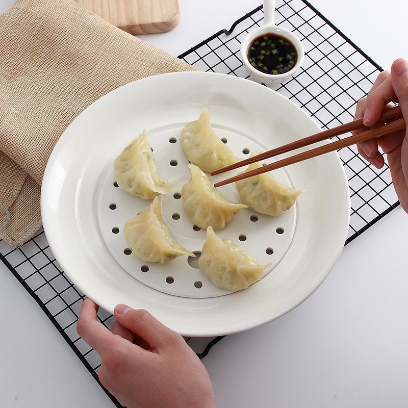 The kitchen ipads China dumplings plate waterlogging under caused by excessive rainfall double drive, dumplings plate ceramic fruit dish dish tray steamed dish of household