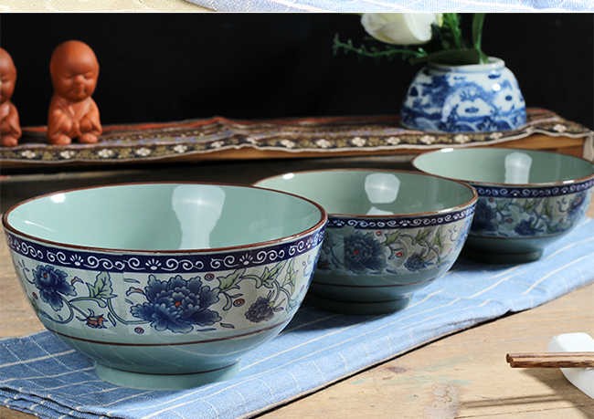 The kitchen of jingdezhen celadon dishes suit rice bowls straight family rainbow such as bowl bowl Chinese Japanese ceramics tableware