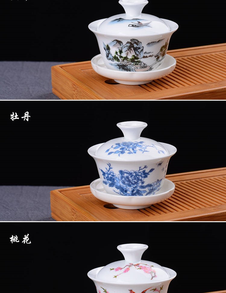 The kitchen trumpet three to enhance buying a 】 【 tureen white porcelain blue and white porcelain tea set a complete set of ceramic tea cups