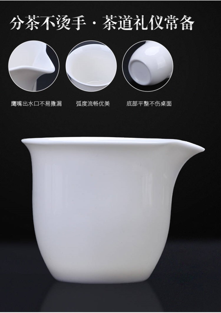 The kitchen white porcelain tea set a complete set of domestic tea cup lid bowl suet jade porcelain kung fu tea set