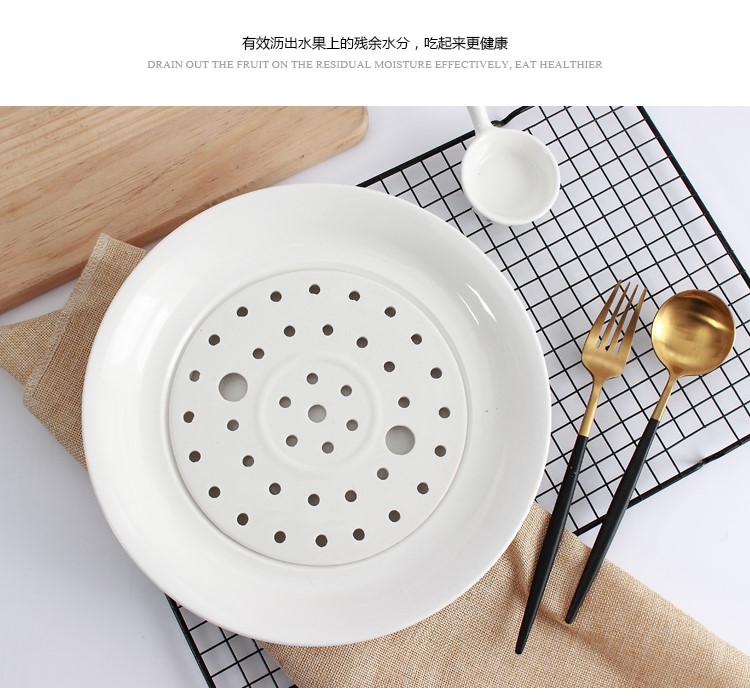 The kitchen ipads China dumplings plate waterlogging under caused by excessive rainfall double drive, dumplings plate ceramic fruit dish dish tray steamed dish of household