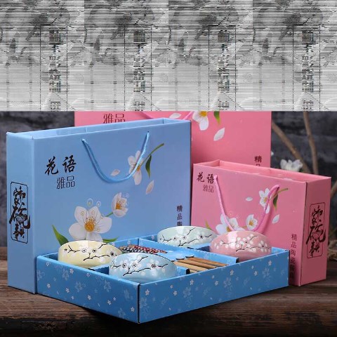 The kitchen gifts chopsticks ceramic tableware Japanese household eat rice bowl gift boxes promotions feed