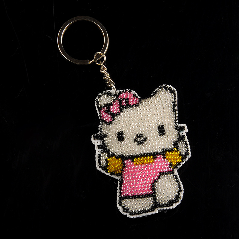 DIY cross stitch đính cườm mặt dây chuyền keychain hai mặt thêu đầy đủ đính cườm người yêu KT mèo điện thoại di động mặt dây chuyền chuỗi đồ trang trí - Công cụ & phụ kiện Cross-stitch tranh thêu chữ thập chữ nhẫn